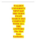 WALDEN UNIVERSITY NRNP 6645 MID TERM EXAM MARCH 2023 COMPLETE WITH ALL THE ANSWERS (The Man from Eastlando).