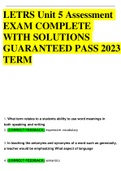 LETRES UNIT 1-8 LATEST ASSESSMENT EXAM TEST 2023 NEW GENUINE ANSWERS HIGHLY RECOMMENDED 100% PASS