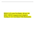  HESI CAT exam Test Bank&period; All new for 2022&excl;&sol; HESI Computerized Adaptive Testing &lpar;CAT&rpar; Test Bank With Rationales&period;