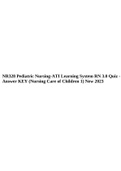 NR328 Pediatric Nursing-ATI Learning System RN 3.0 Quiz - Answer KEY (Nursing Care of Children 1) New 2023.