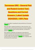 Tennessee GRC - General Pest and Rodent Control Test &vert; Questions and Correct Answers &vert; Latest Update 2024&sol;2025 &vert; 100&percnt; Pass