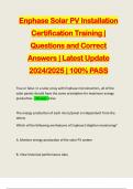 Enphase Solar PV Installation Certification Training &vert; Questions and Correct Answers &vert; Latest Update 2024&sol;2025 &vert; 100&percnt; PASS
