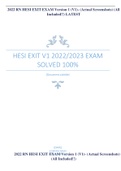 HESI EXIT V1 2022/2023 EXAM  SOLVED 100%