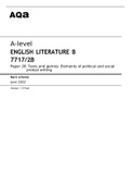 Aqa A-level ENGLISH LITERATURE B (7717/2B) Paper 2B Texts and genres: Elements of political and social protest writing - June 2022 CORRECT Mark scheme. 