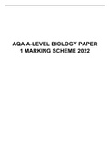 AQA A-LEVEL BIOLOGY PAPER 1 MARKING SCHEME 2022