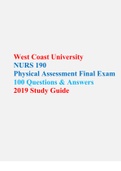 NURS 190 Physical Assessment Final Exam 2019 Study Guide