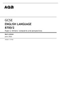 AqA GCSE ENGLISH LANGUAGE &lpar;8700&sol;2&rpar; Paper 2 Writers&rsquo; viewpoints and perspectives June 2022 100&percnt; CORRECT Mark scheme&period; 