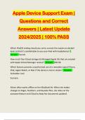 Apple Device Support Exam &vert; Questions and Correct Answers &vert; Latest Update 2024&sol;2025 &vert; 100&percnt; PASS