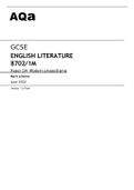 GCSE ENGLISH LITERATURE AQa (8702/1M) - Paper 1M Modern prose/drama June 2022 OFFICIAL Mark scheme.