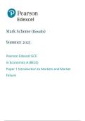 Pearson Edexcel GCE AS Level In Economics A &lpar;8EC0&rpar; Paper 01 Introduction to Markets and Market Failure mark scheme June 2025