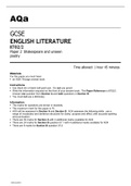 AQa GCSE ENGLISH LITERATURE (8702/2) Paper 2 Shakespeare and unseen poetry JUNE 2022 OFFICIAL QUESTION PAPER.