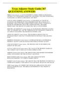 Texas Adjuster Study Guide&vert; 367 QUESTIONS&vert; ANSWERS  Updated
