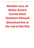 Absolute Java 6th Edition By Walter Savitch Kenrick Mock (Solutions Manual)