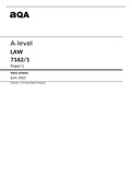Aqa A-level LAW &lpar;7162&sol;1&rpar; Paper 1 June 2022 Verified Mark scheme