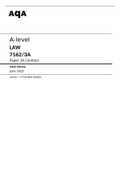 Aqa A-level LAW (7162/3A) Paper 3A Contract - June 2022 CORRECT Mark scheme 