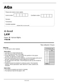 Aqa A-level LAW &lpar;7162&sol;3B&rpar; Paper 3B Human Rights June 2022 Official Question Paper AND Mark Scheme&period;