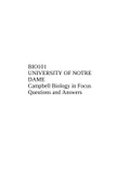 BIO101 UNIVERSITY OF NOTRE DAME Campbell Biology in Focus Questions and Answers