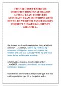 FITOUR GROUP EXERCISE  CERTIFICATION EXAM 2024-2025  ACTUAL EXAM COMPLETE  ACCURATE EXAM QUESTIONS WITH  DETAILED VERIFIED ANSWERS &lpar;100&percnt;  CORRECT ANSWERS&rpar; &sol;ALREADY  GRADED A&plus;