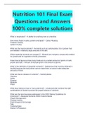Nutrition 101 Final Exam Questions and Answers  - 100% complete solutions- Latest 2023/2024