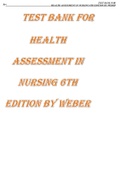 TEST BANK FOR A+ HEALTH ASSESSMENT IN NURSING 6TH EDITION BY WEBER