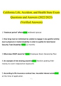 California Life&comma; Accident&comma; and Health State Exam 2023 latest complete verified solution