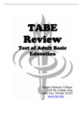 TABE Review Test of Adult Basic Education Exam (all subjects included)