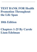 TEST BANK FOR Health Promotion Throughout the Life Span 10th Edition Chapter 1-25 by Carole Lium Edelman