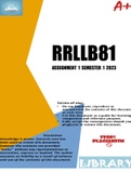 RRLLB81 ASSIGNMENT 1 SEMESTER 1 2023