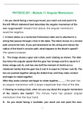 PHYSICS 201 - Module 11 Angular Momentum Questions and Answers