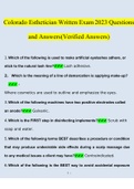 Colorado Esthetician Written Exam 2023 Questions and Answers&lpar;Verified Answers&rpar;
