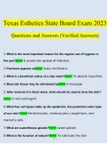Texas Esthetics State Board Exam 2023 Questions and Answers (Verified Answers)
