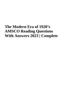 AMSCO Reading Questions With Answers 2023 | Complete | The Modern Era of 1920’s 