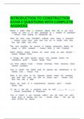 INTRODUCTION TO CONSTRUCTION EXAM 2 QUESTIONS WITH COMPLETE ANSWERS&period;