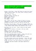 REAL ESTATE MIDTERM 1 QUESTIONS WITH COMPLETE ANSWERS