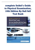 Chapters for Seidel’s Guide to Physical Examination, 10th Edition By Ball Full Test Bank