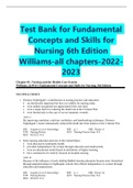 all chapters 2023 for fundamental concepts and skills for nursing 6th edition williams full test bank .
