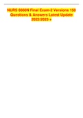 NURS 6660N Final Exam-2 Versions 150 Questions & Answers Latest Update 2022&sol;2023 &plus;