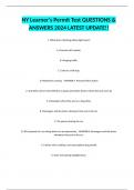 NY Learner's Permit Test QUESTIONS & ANSWERS 2024 LATEST UPDATE&excl;&excl;