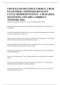 CRCR EXAM MULTIPLE CHOICE&comma; CRCR EXAM PREP&comma; CERTIFIED REVENUE CYCLE REPRESENTATIVE - CRCR &lpar;2024&rpar; QUESTIONS AND 100&percnt; CORRECT ANSWERS 2024