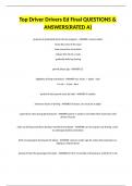 Top Driver Drivers Ed Final QUESTIONS & ANSWERS&lpar;RATED A&rpar;