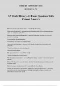 AP World History 4&period;2 Exam Questions With Correct Answers