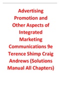 Advertising Promotion and Other Aspects of Integrated Marketing Communications 9th Edition By Terence Shimp Craig Andrews (Solutions Manual)
