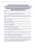 AP Psychology Textbook Reading  Assignment Unit 3 States of Consciousness  Pages 180 - 190 Junior Year Semester 1  2022 - 2023 School &lpar;A&plus;&rpar;