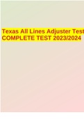 Texas All Lines Adjuster Test COMPLETE TEST 2023/2024