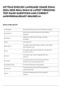 ATI TEAS ENGLISH LANGUAGE USAGE EXAM 2024-2025 REAL EXAM &lpar;6 LATEST VERSIONS&rpar; TEST BANK QUESTIONS AND CORRECT ANSWERS&vert;ALREADY GRADED A&plus;