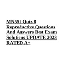 MN551 Quiz 8 Reproductive Questions And Answers Best Exam Solutions UPDATE 2023 RATED A+