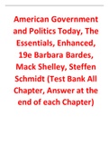 American Government and Politics Today, The Essentials, Enhanced, 19e Barbara Bardes, Mack Shelley, Steffen Schmidt (Test Bank)