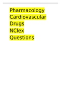 Pharmacology Cardiovascular Drugs NClex Questions