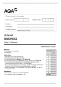  2022 AQA A-level BUSINESS Paper 1 Business 1