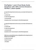 FireFighter 1 and 2 Final Study Guide Questions with 100&percnt; Correct Answers &vert; Verified &vert; Latest Update